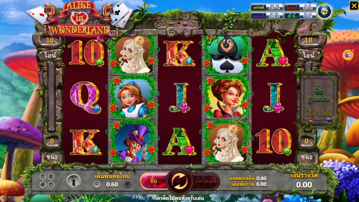 รีวิวสล็อต Alice In Wonderland SLOTXO ฟีเจอร์โบนัส ฟรีสปิน ตัวคูณรางวัล และระบบแตกบ่อย