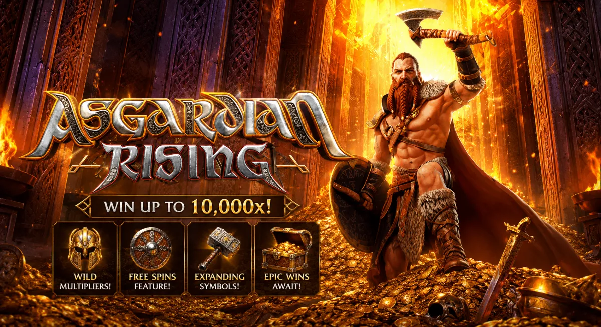 Asgardian Rising PGSLOT เกมสล็อตเทพเจ้านอร์ส พร้อมเอฟเฟกต์สายฟ้าแฟนตาซี
