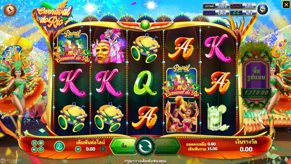 รีวิวสล็อต SLOTXO เกม Carnaval Do Rio ทดลองเล่นฟรี ธีมคาร์นิวัลบราซิล โบนัสแตกง่าย พร้อมสูตรและเทคนิค
