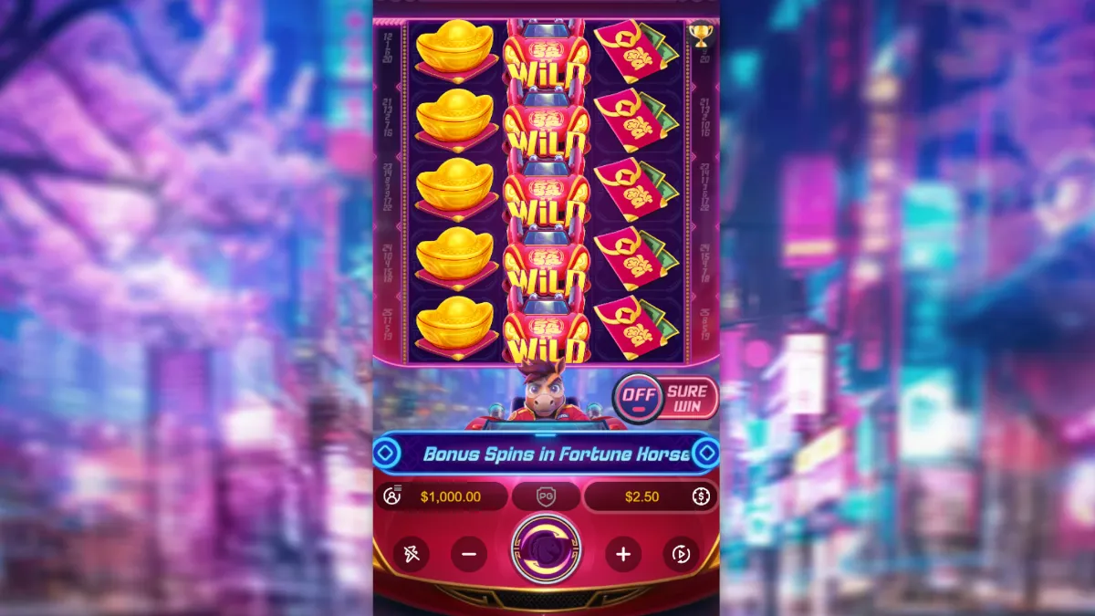 เหรียญทองและของมงคลใน Fortune Horse PGSLOT ธีมโชคลาภแบบจีน