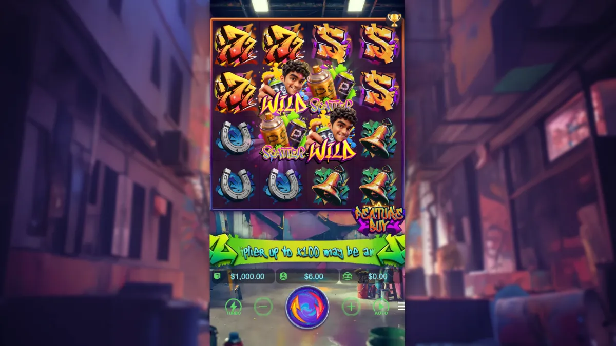 Graffiti Rush PGSLOT หน้าปกเกมสล็อตสตรีทอาร์ตสีสันจัดจ้าน