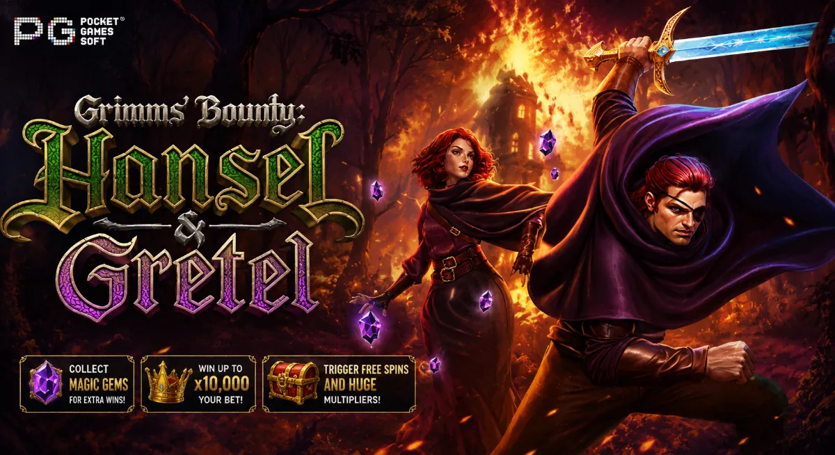 Grimms' Bounty Hansel & Gretel PG SLOT เกมเทพนิยายมืดพร้อมรีสปินและตัวคูณ