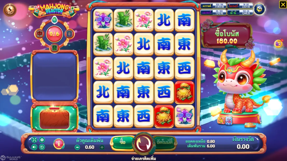 รีวิวสล็อต Mahjong Reactor SLOTXO ฟีเจอร์โบนัส ฟรีสปิน ตัวคูณรางวัล และระบบแตกบ่อย