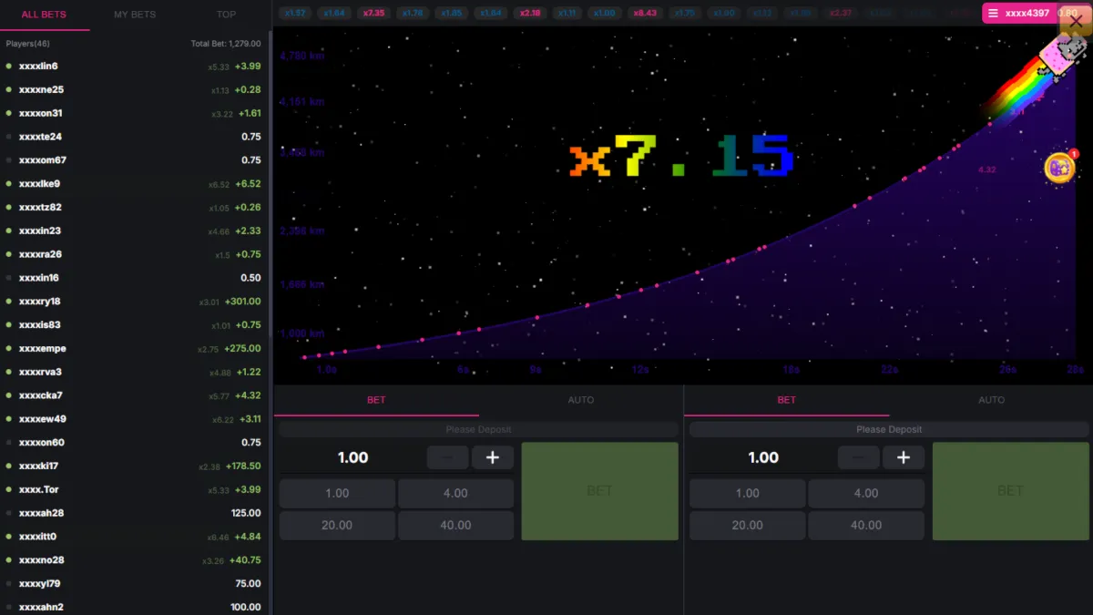 เกมสล็อต SLOTXO Nyan Cat Run ภาพภายในเกม กราฟิกการเล่นจริง ธีมแมวสายรุ้งและสัญลักษณ์ภายในเกม