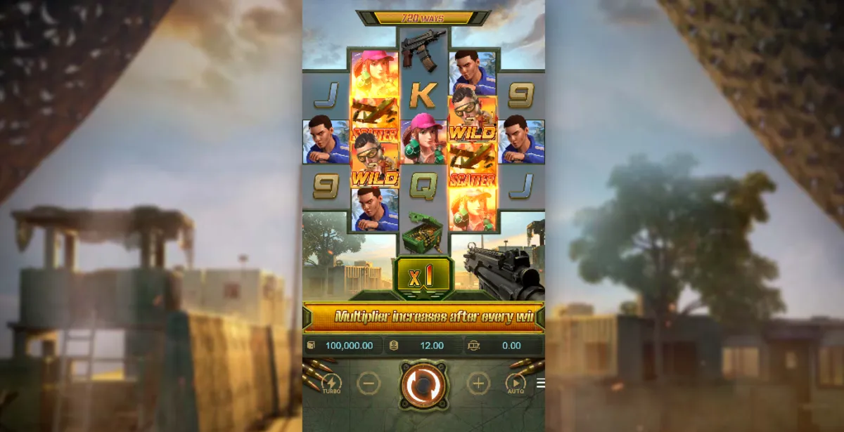 วงล้อเกมสล็อต Battleground Royale ธีมสงคราม