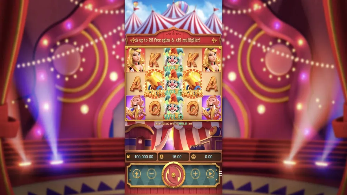Circus Delight PG SLOT ตัวตลกและลูกโป่ง
