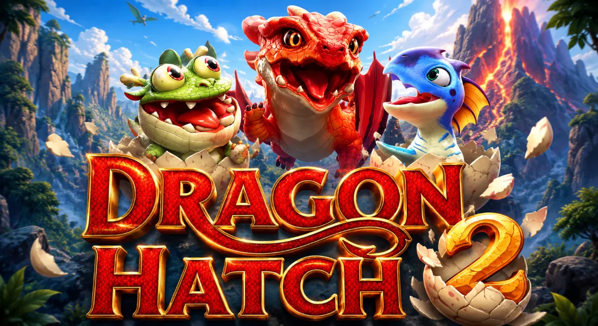 Dragon Hatch 2 PG SLOT ภาพหน้าปกไข่มังกรและเปลวไฟ
