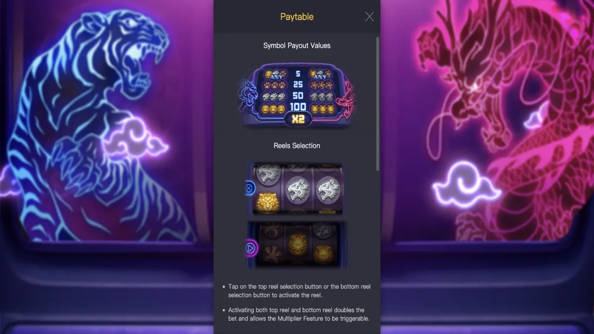 Dragon Tiger Luck PG SLOT ฟีเจอร์ Wild มังกรไฟ