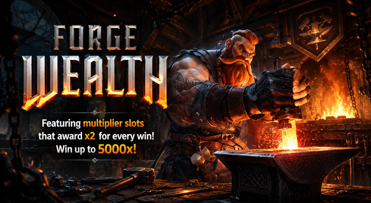 Forge of Wealth PG SLOT สล็อตช่างตีเหล็กสมบัติทองคำจาก PG Soft