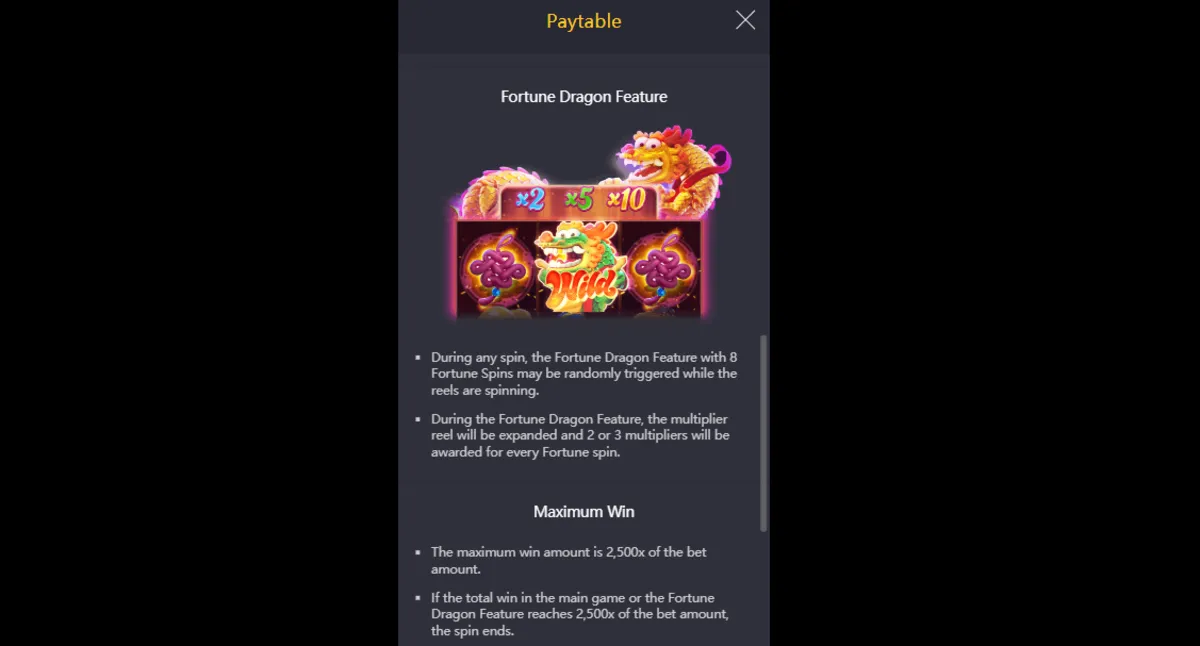 Fortune Dragon PG SLOT ฟีเจอร์ฟรีสปินพร้อมมังกรทองและเหรียญโบราณ
