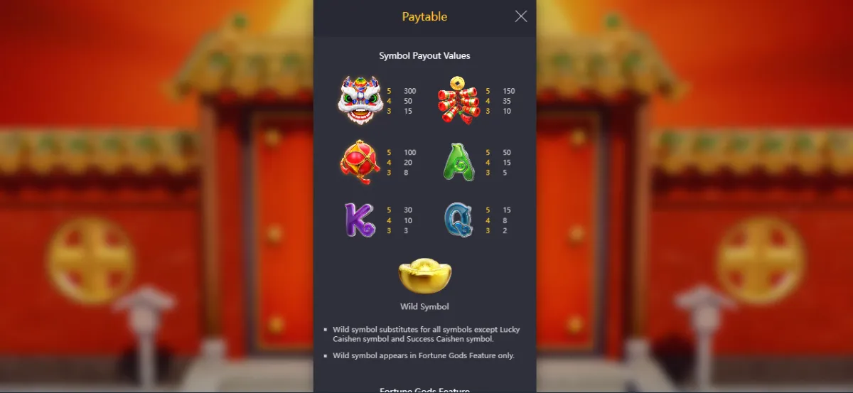 Fortune Gods เกมสล็อตออนไลน์พร้อมเหรียญทองและโคมแดง