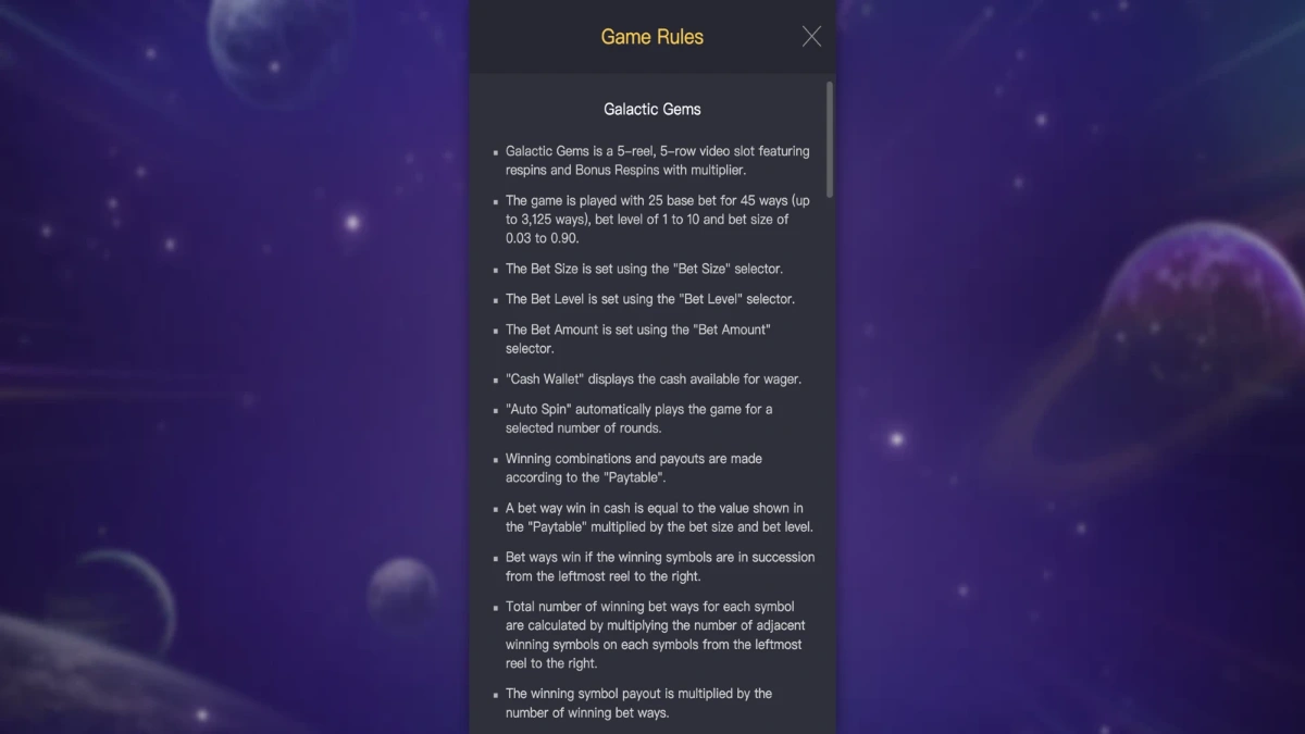 วิธีเล่น Galactic Gems PGSLOT ให้ได้โบนัสฟรีสปิน