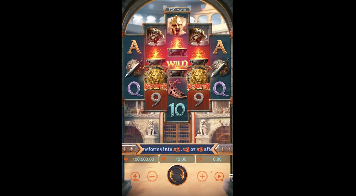 รีวิวหน้าเกม Gladiator’s Glory สล็อตธีมนักสู้โคลอสเซียมจาก PG SLOT
