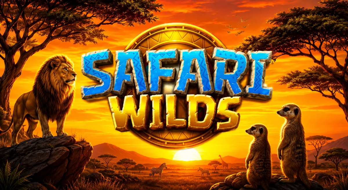 Safari Wilds PG SLOT ภาพหน้าปกสัตว์ป่าซาฟารีกลางทุ่งแอฟริกา