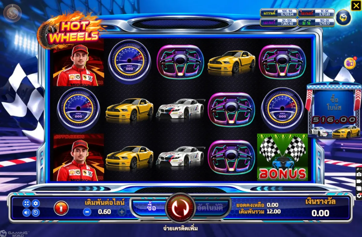 รีวิวสล็อต Hot Wheels SLOTXO ฟีเจอร์โบนัส ฟรีสปิน ตัวคูณรางวัล และระบบแตกบ่อย