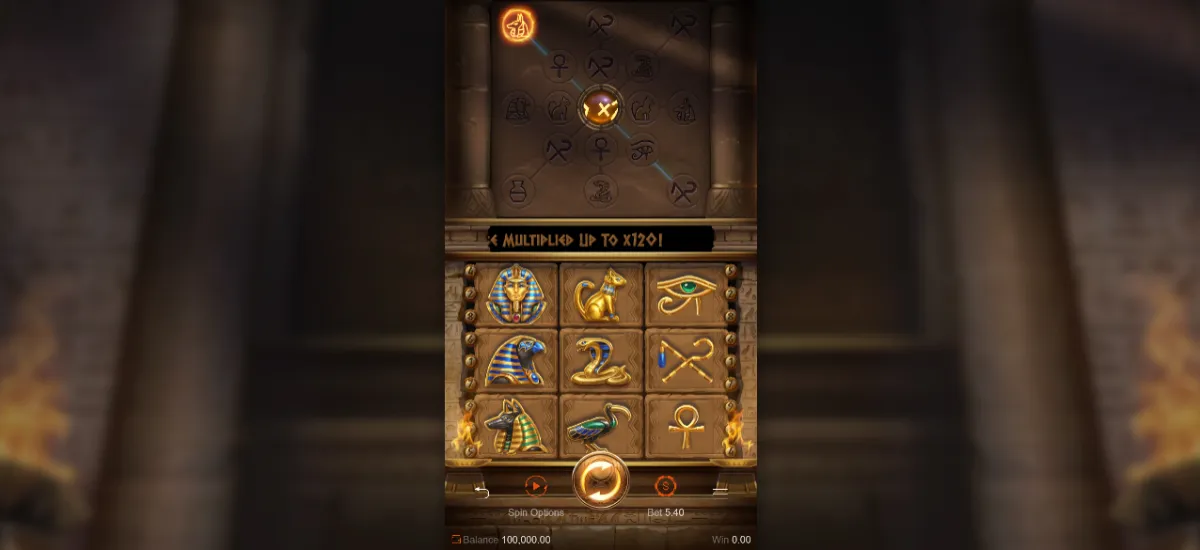 Symbols of Egypt สล็อต PGSLOT ฉากพีระมิดและทะเลทราย