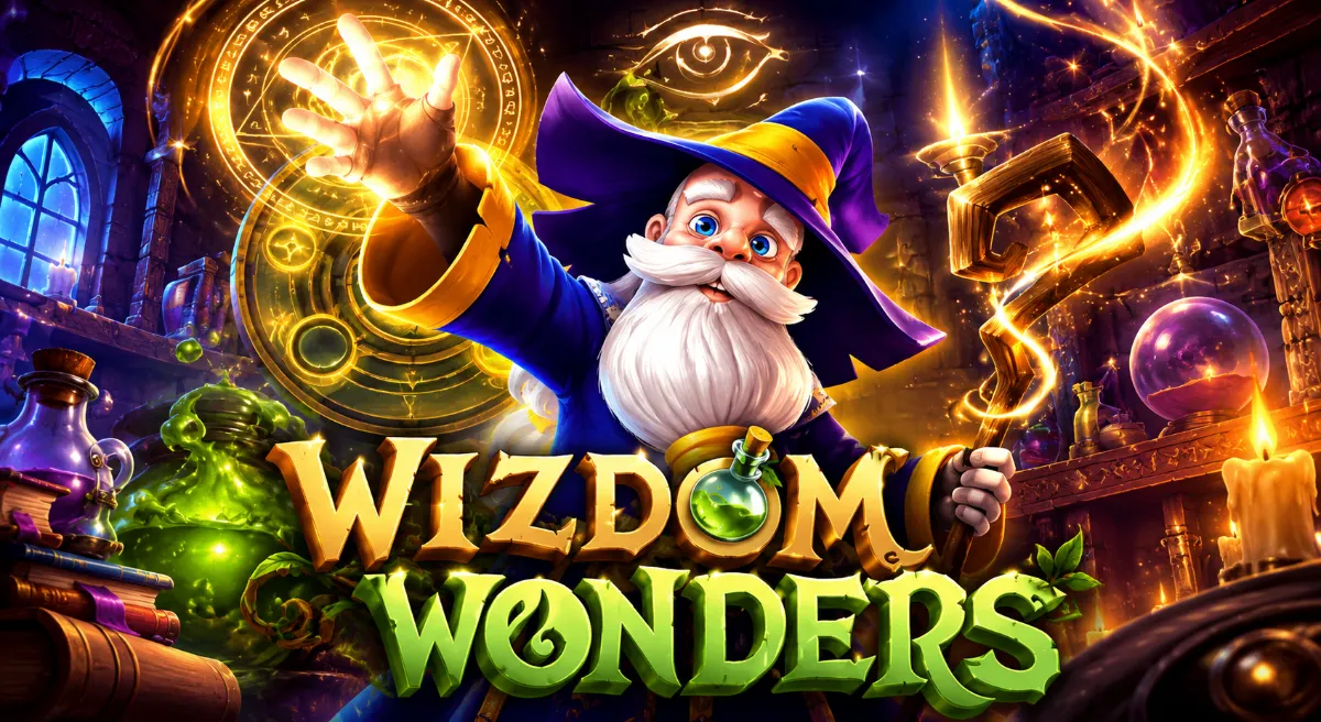 Wizdom Wonders PG SLOT ภาพหน้าปกโลกเวทมนตร์สีทอง