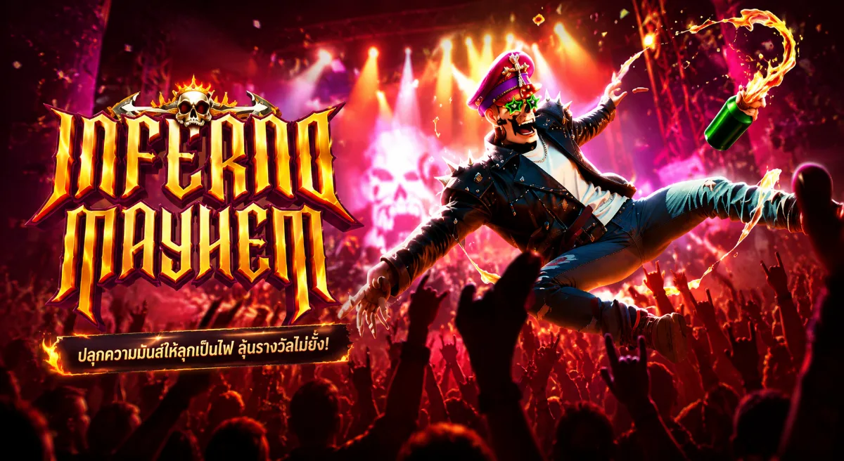 Inferno Mayhem PGSLOT สล็อตอาณาจักรเพลิงลุกโชน พร้อมฟีเจอร์โบนัสและรางวัลสุดร้อนแรง