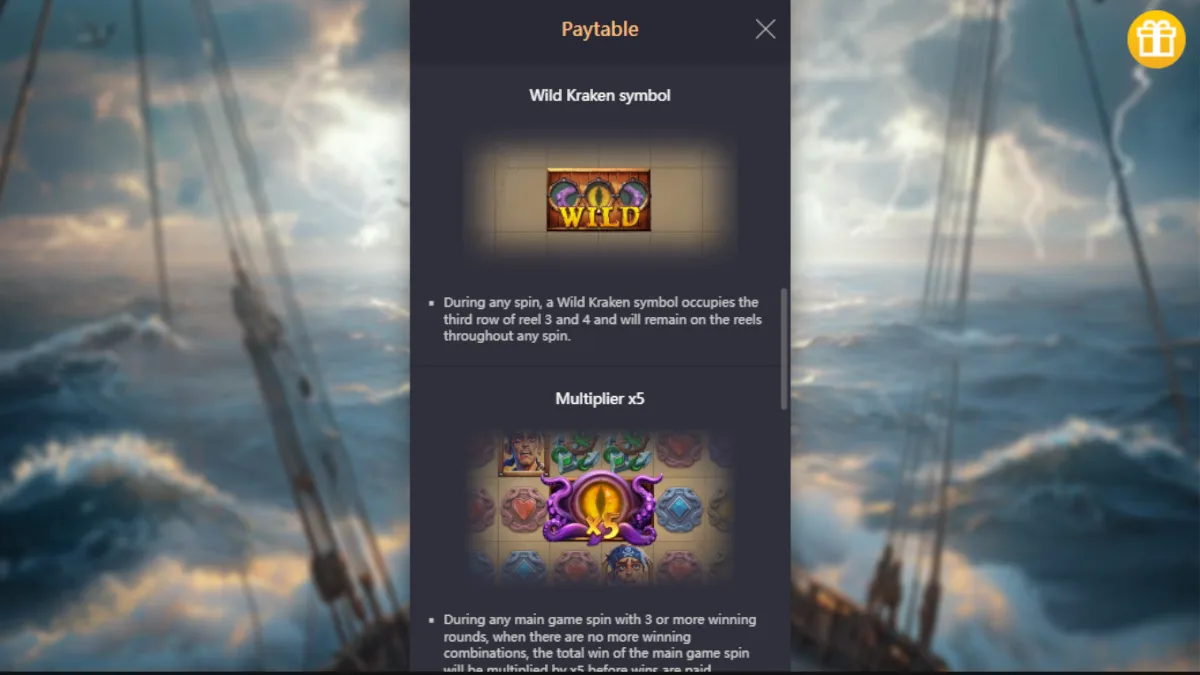 เอฟเฟกต์ Wild และ Free Spins ภายใน Kraken Gold Rush PGSLOT พร้อมฉากโลกใต้ทะเลลึก
