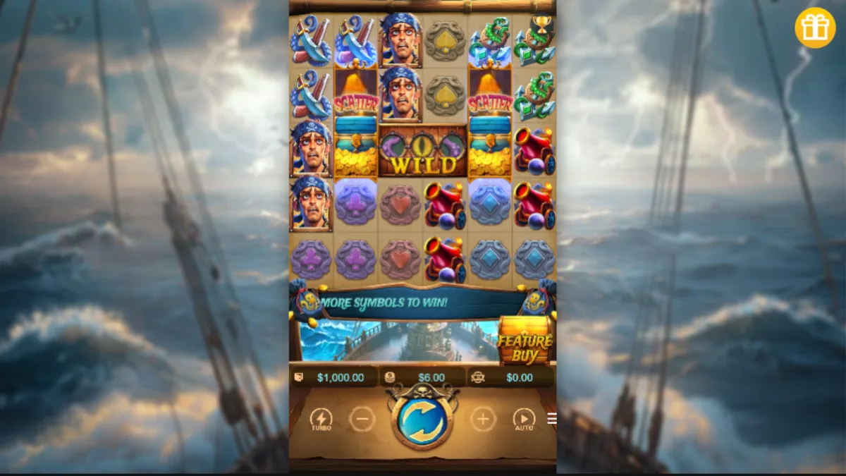 หน้าเกม Kraken Gold Rush PGSLOT พร้อมวงล้อสล็อตธีมโจรสลัด ขุมทรัพย์ใต้ทะเล และกราฟิกแฟนตาซี