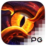 ไอคอนเกม Kraken Gold Rush PGSLOT แสดงคราเคนยักษ์ หีบสมบัติทองคำ และสัญลักษณ์แห่งท้องทะเล