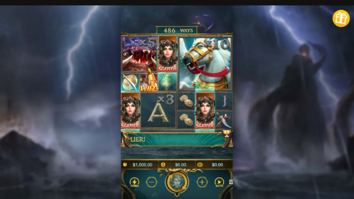 หน้าเกม Legend of Perseus PGSLOT พร้อมวงล้อสล็อตธีมเทพเจ้ากรีกและนักรบในตำนาน
