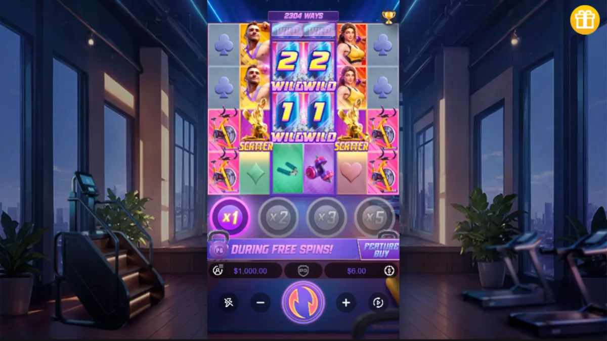 หน้าเกม Mighty Mania PGSLOT พร้อมวงล้อสล็อตธีมการต่อสู้และกราฟิกแฟนตาซีสุดอลังการ