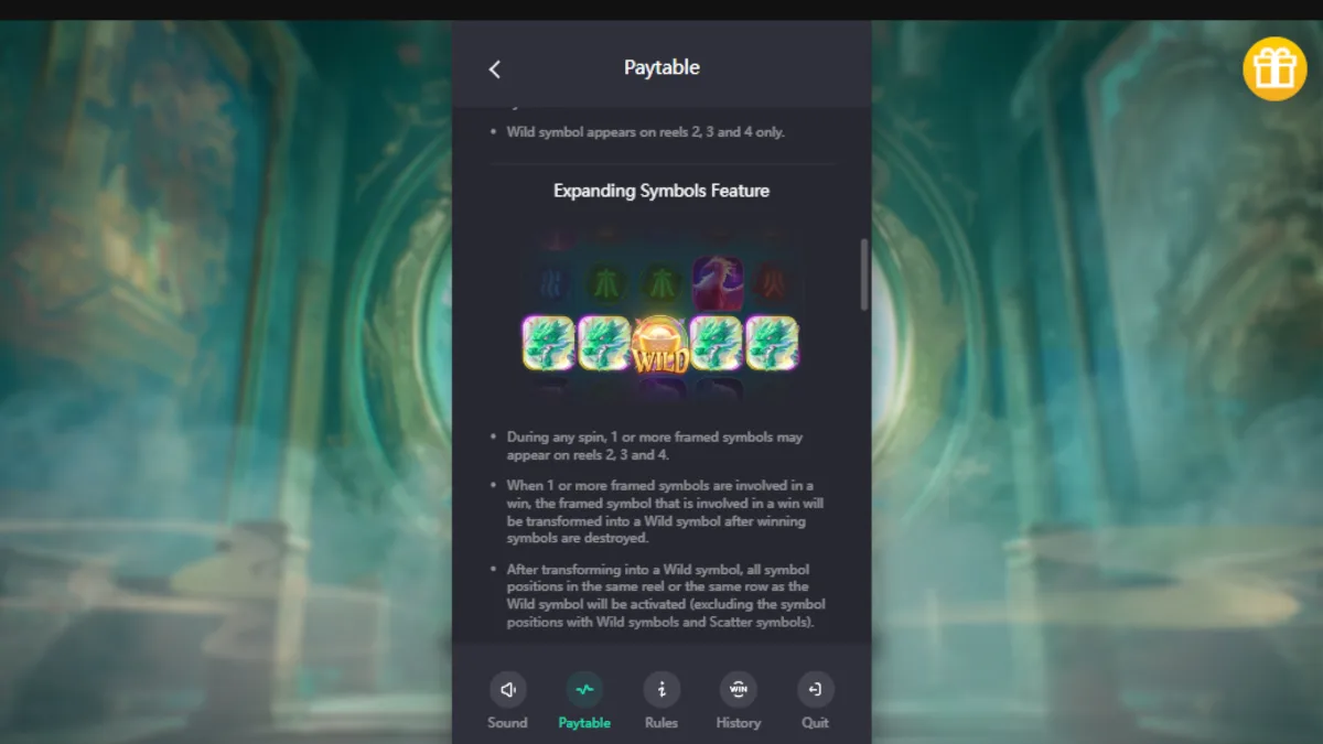 ภาพการจ่ายรางวัลใน Mythical Guardians PGSLOT พร้อมมังกรและสิ่งมีชีวิตในตำนาน