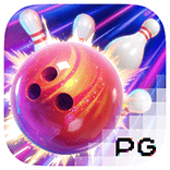 ไอคอนเกม Perfect Strike PGSLOT แสดงลูกโบว์ลิ่ง พินโบว์ลิ่ง และสัญลักษณ์รางวัลโบนัส