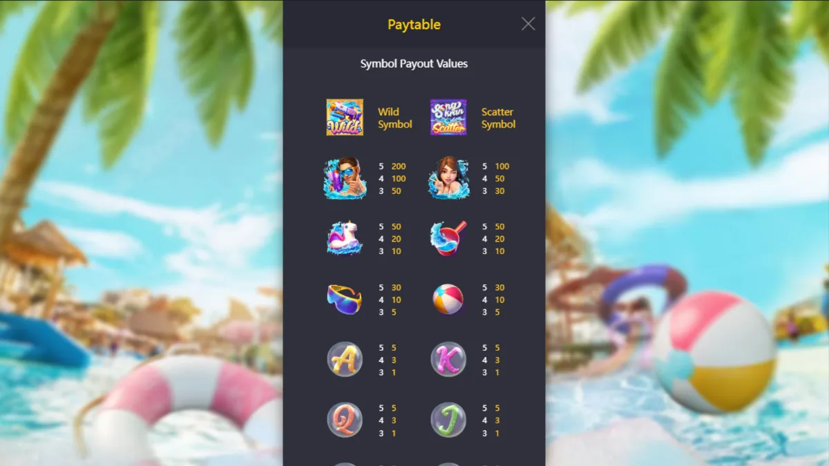 Songkran Splash slot symbols
