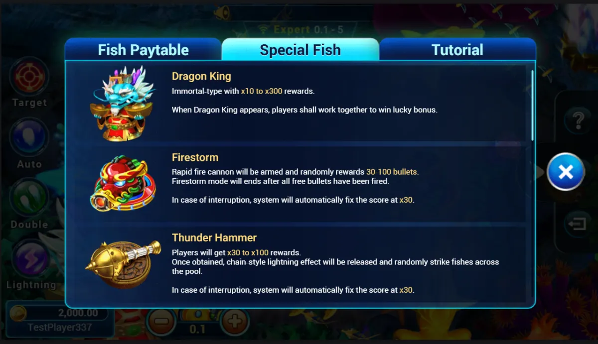 Fishing War พร้อม Dragon Wheel และ Firestorm ฟีเจอร์โบนัสภายในเกม