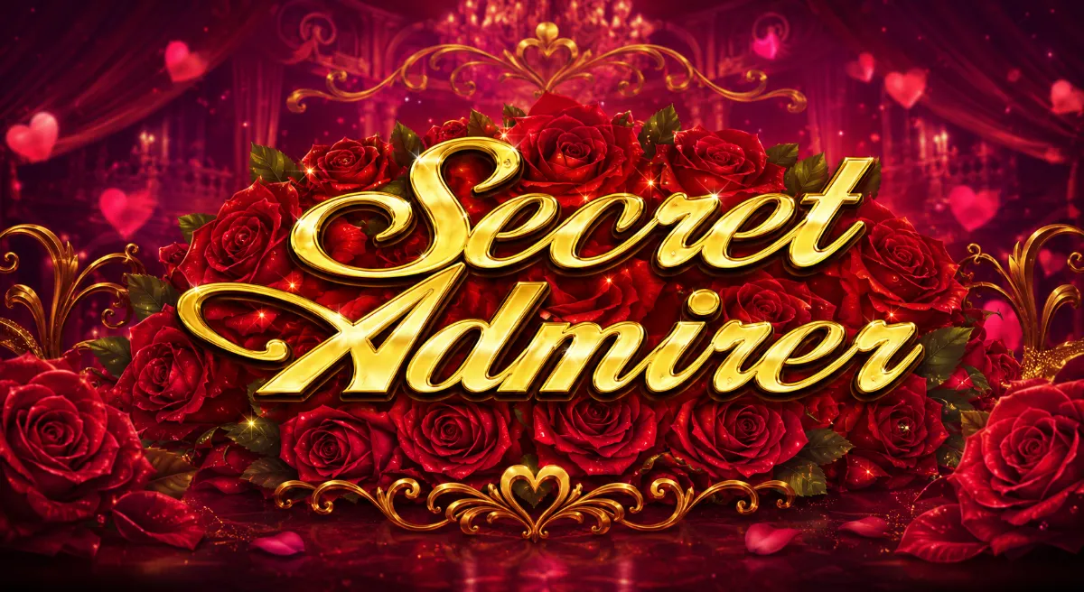 Secret Admirer สล็อตธีมความรักจาก Microgaming พร้อมดอกกุหลาบสีแดงและโลโก้สีทอง