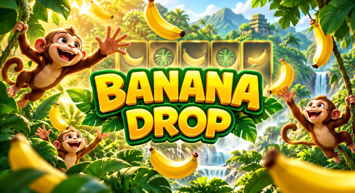 ภาพปก Banana Drop มีลิงและกล้วยท่ามกลางป่าเขตร้อน
