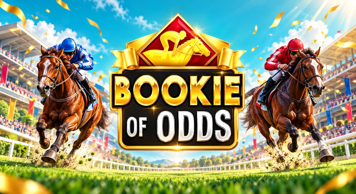 วงล้อเกม Bookie of Odds พร้อมภาพม้าและสัญลักษณ์หนังสือ