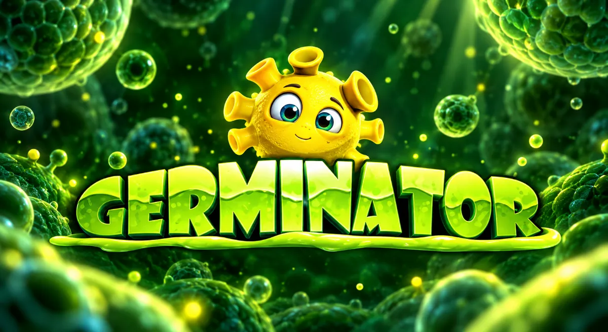 ภาพปกเกม Germinator ธีมเชื้อโรคบนตาราง 6×6 ของ Microgaming