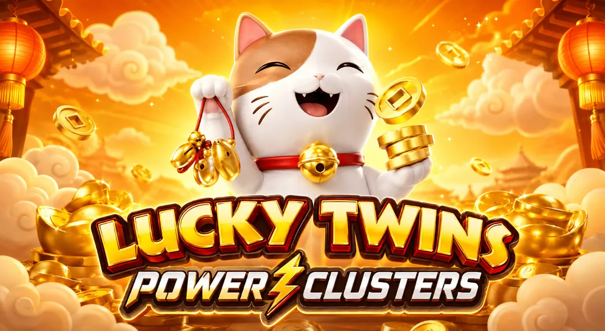 Lucky Twins Power Clusters เกมตาราง Cluster ธีมฝาแฝดนำโชคจาก Microgaming