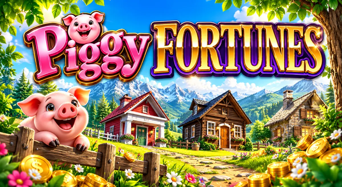 ภาพปกเกม Microgaming Piggy Fortunes ธีมหมูสามตัวและหมาป่า