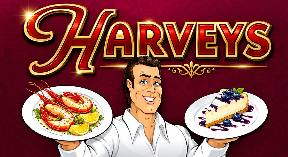 Harveys สล็อตร้านอาหารหรูพร้อมฟรีสปินและตัวคูณ x25
