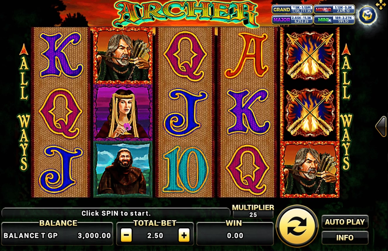 ทางเข้า XOสัญลักษณ์ของเกม Archer Slot Games