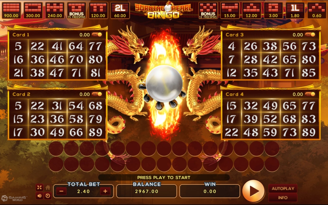 SLOTXO JOKER สัญลักษณ์ของเกม Burning Pearl Bingo Slot Games