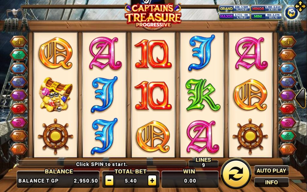 Slotxo True Wallet ไม่มีขั้นต่ำ รีวิวเกมสล็อต Captains Treasure Progressive Lines​