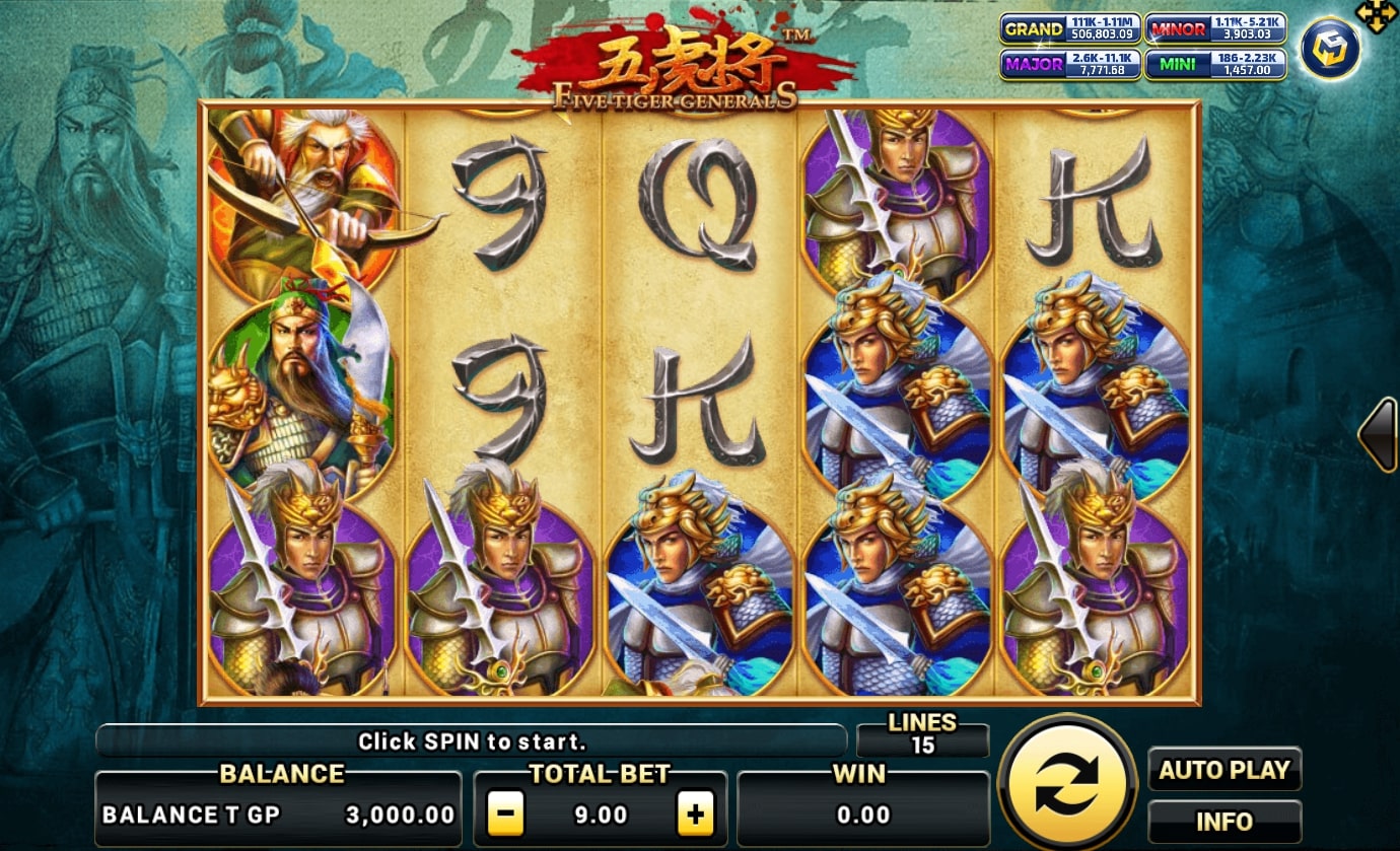 xoslot สัญลักษณ์ของเกม Five Tiger Generals Slot Games